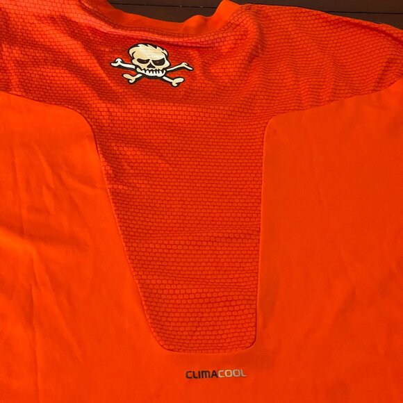 Adidas ClimaCool Orange Skull Design Mens XL Sports T-Shirt  athletic wear read - Picture 4 of 13